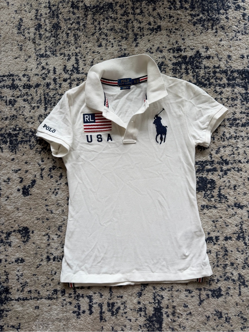 Rare Ralph Lauren Polo White USA Flag Polo Shirt